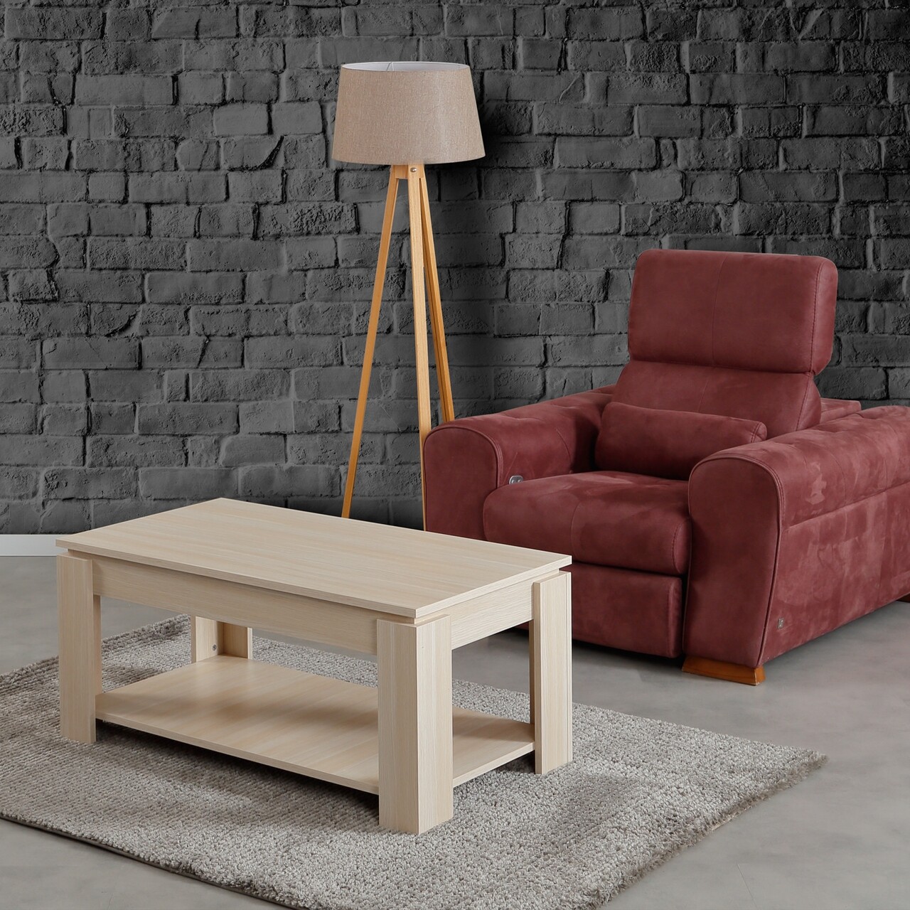 Masuta de cafea Shelf Light, Comforty, 104x56x47 cm, stejar deschis - imagine 6